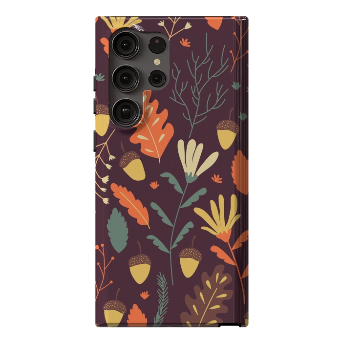 Galaxy S23 Ultra StrongFit Autumn Pattern With Red and Orange Leaves by ArtsCase