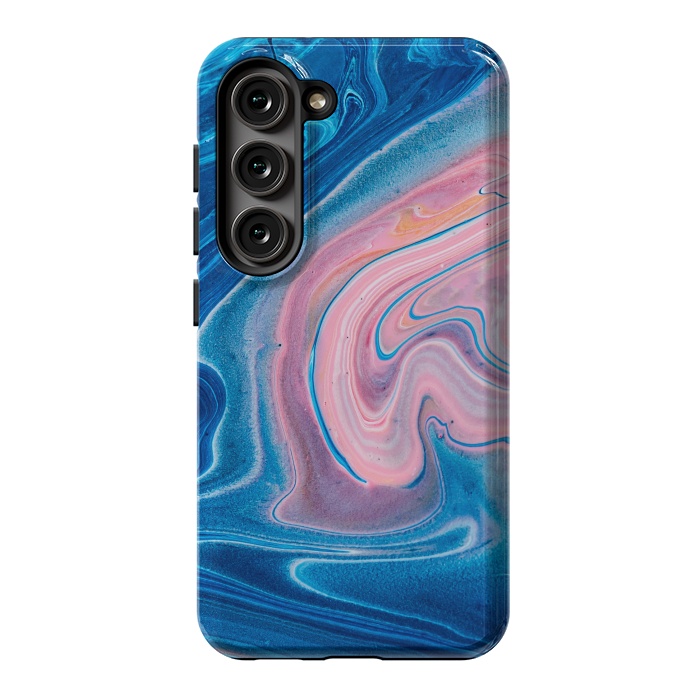 Galaxy S23 StrongFit Blue Acrylic Pour Color Liquid Marble by ArtsCase