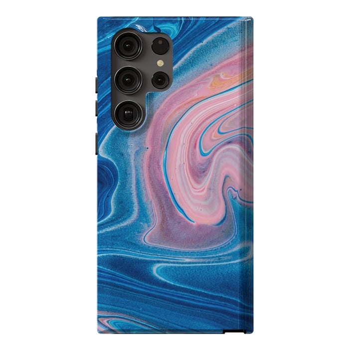 Galaxy S23 Ultra StrongFit Blue Acrylic Pour Color Liquid Marble by ArtsCase