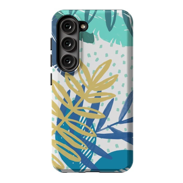 Galaxy S23 StrongFit Spotted modern tropical leaves by Oana 