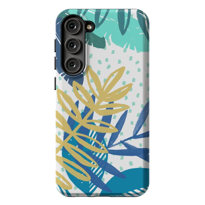 Galaxy S23 Plus StrongFit Spotted modern tropical leaves by Oana 