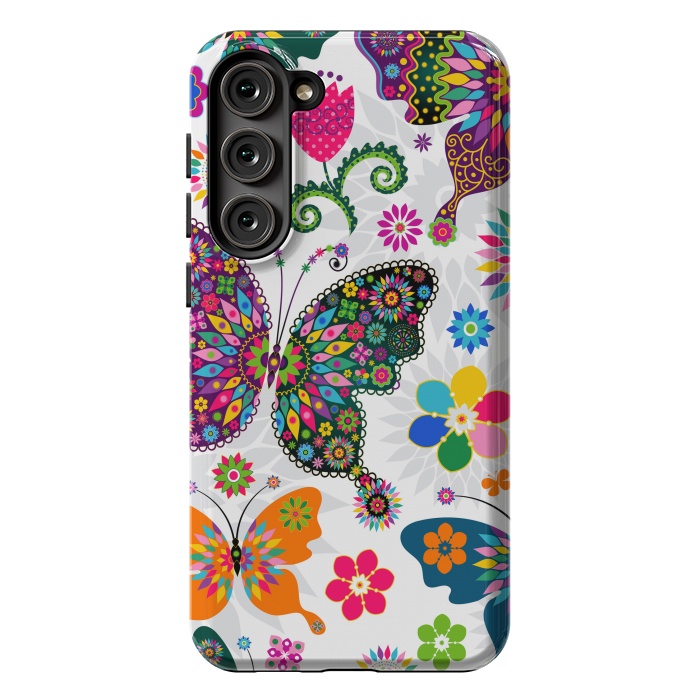 Galaxy S23 Plus StrongFit Cute Butterflies and Flowers in Different Colors by ArtsCase