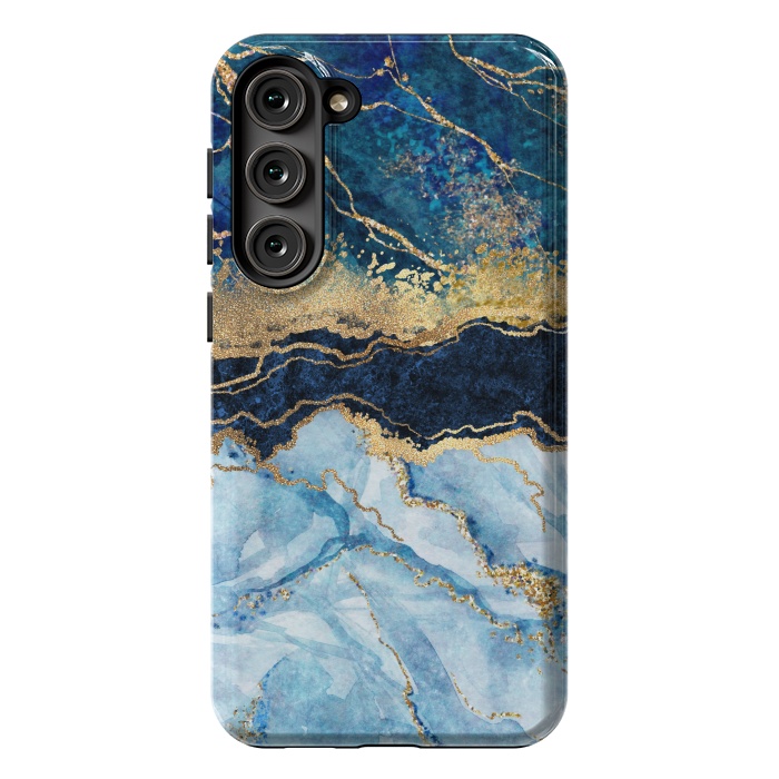 Galaxy S23 Plus StrongFit Abstract Background Blue Marble and Glossy Decoration by ArtsCase
