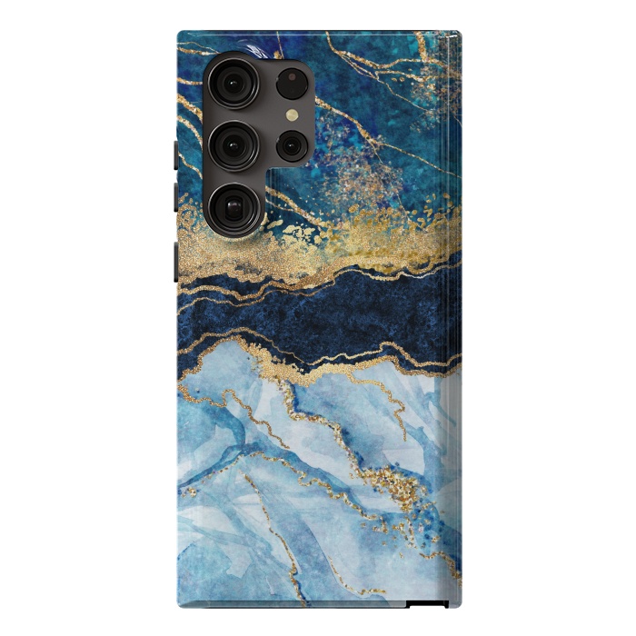 Galaxy S23 Ultra StrongFit Abstract Background Blue Marble and Glossy Decoration by ArtsCase