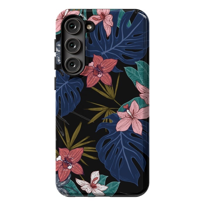 Galaxy S23 Plus StrongFit Tropical Plants, Flowers and Leaves Seamless Pattern 12 by ArtsCase