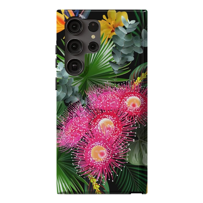 Galaxy S23 Ultra StrongFit Tropical Flowers and Leaves, Seamless Pattern by ArtsCase