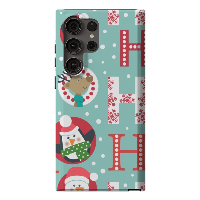 Galaxy S23 Ultra StrongFit Christmas Pattern with Santa Deer Penguin and Snowman by ArtsCase