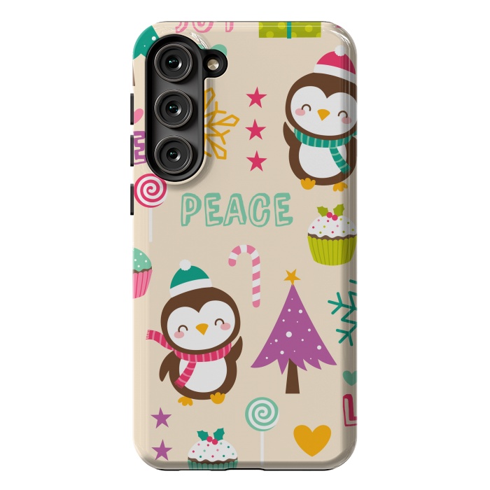 Galaxy S23 Plus StrongFit Colorful Cute Penguin and Pecorative Elements for Christmas by ArtsCase