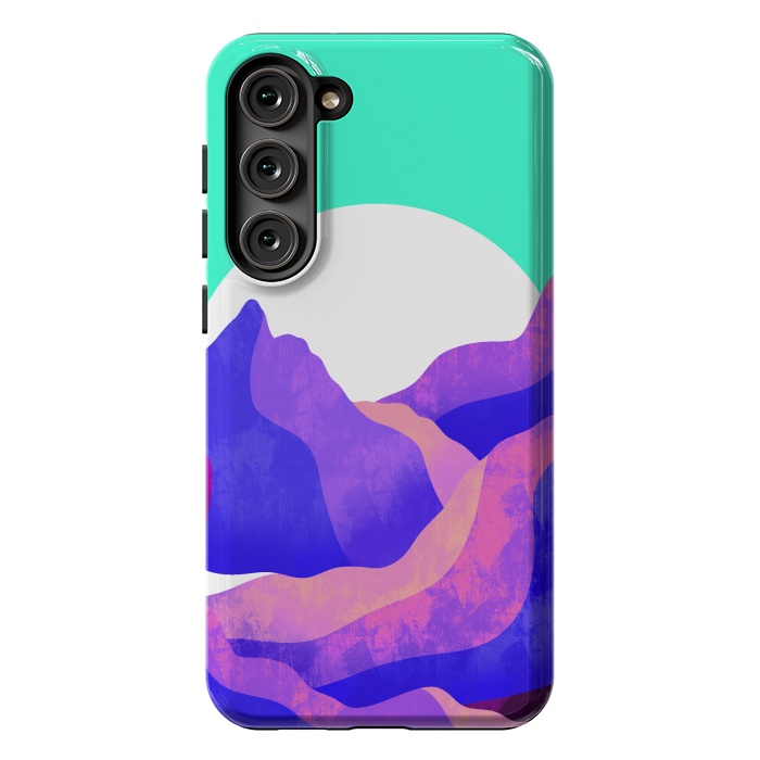 Galaxy S23 Plus StrongFit Purple textured mountains by Steve Wade (Swade)