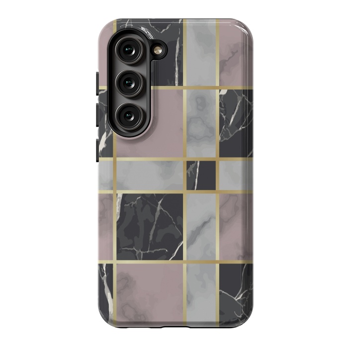 Galaxy S23 StrongFit Marble Repeat Marbling Surface with Gold by ArtsCase