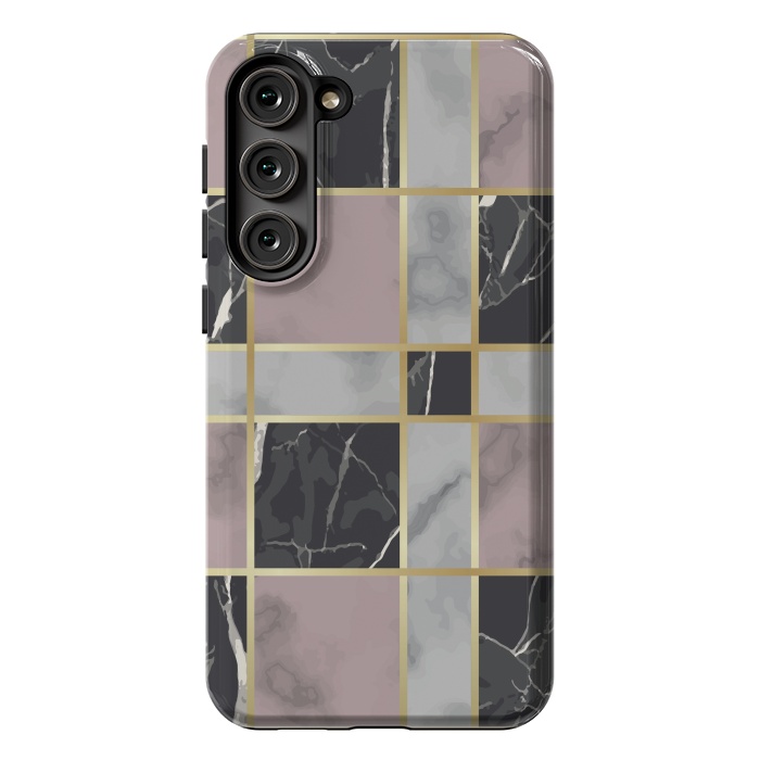 Galaxy S23 Plus StrongFit Marble Repeat Marbling Surface with Gold by ArtsCase