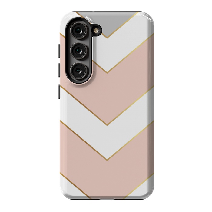Galaxy S23 StrongFit Marble with Geometric Design Golden I by ArtsCase