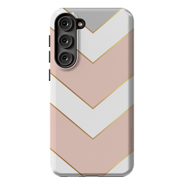 Galaxy S23 Plus StrongFit Marble with Geometric Design Golden I by ArtsCase