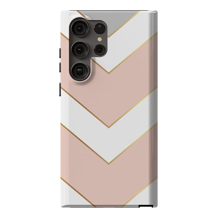 Galaxy S23 Ultra StrongFit Marble with Geometric Design Golden I by ArtsCase