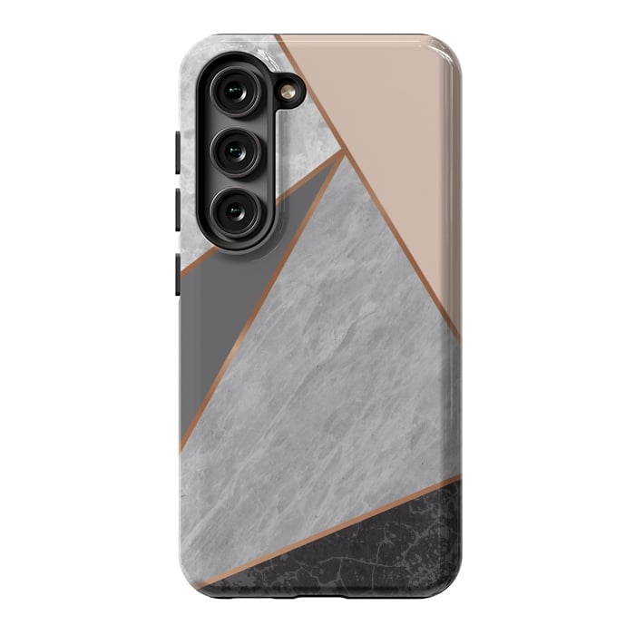 Galaxy S23 StrongFit Modern Geometric Minimalist with Marble Texture by ArtsCase