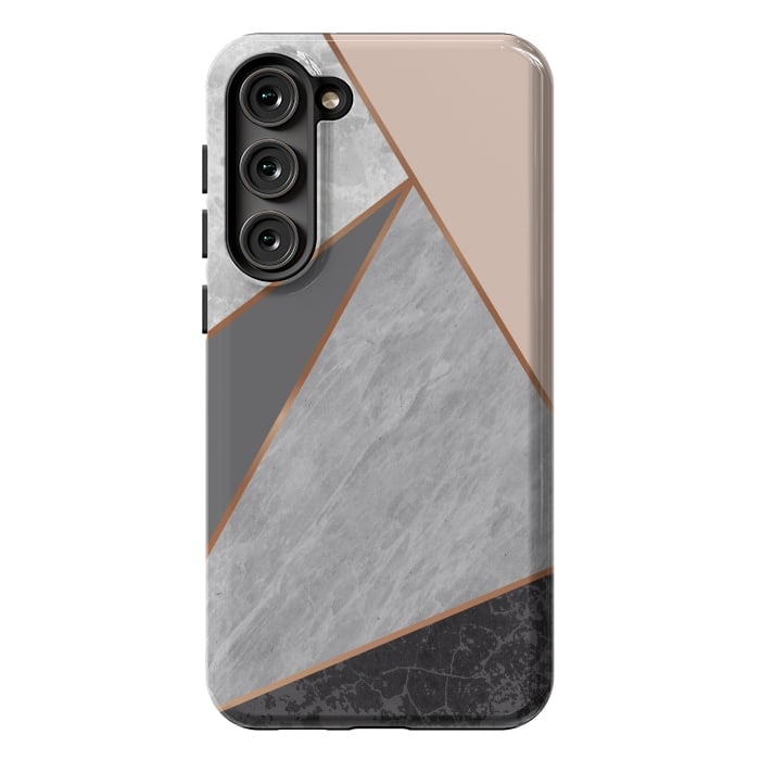 Galaxy S23 Plus StrongFit Modern Geometric Minimalist with Marble Texture by ArtsCase