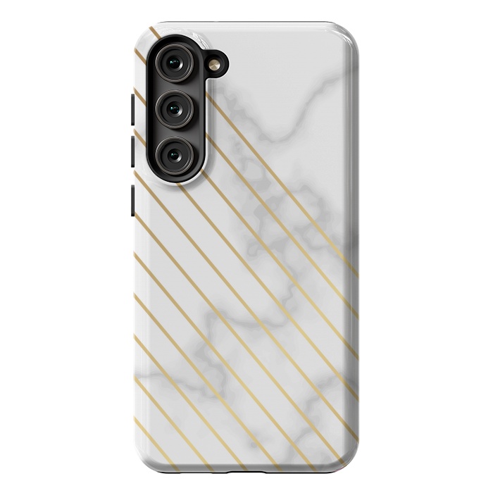 Galaxy S23 Plus StrongFit Modern Marble Design Pink and Gray by ArtsCase