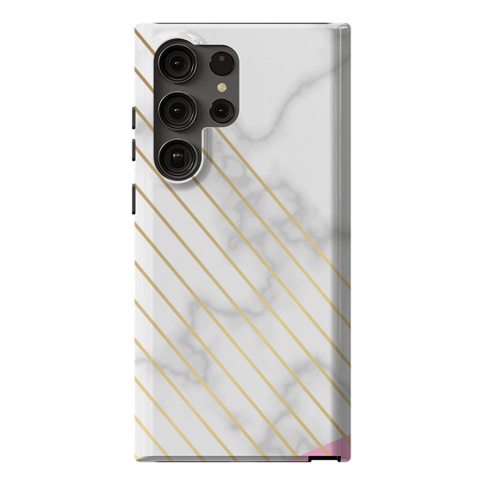 Galaxy S23 Ultra StrongFit Modern Marble Design Pink and Gray by ArtsCase