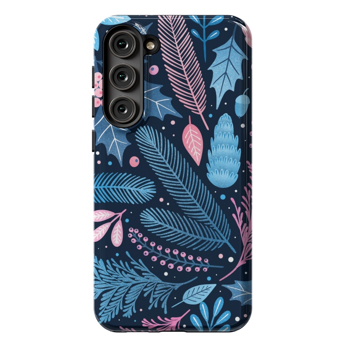 Galaxy S23 Plus StrongFit Seamless Christmas Pattern with Winter Plants. by ArtsCase