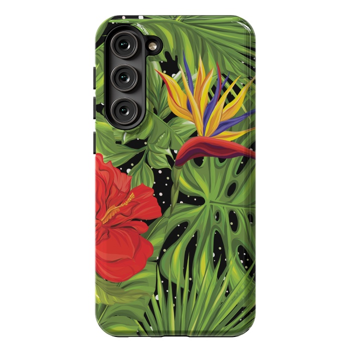 Galaxy S23 Plus StrongFit Seamless Pattern Background with Tropical Plants Monstera by ArtsCase
