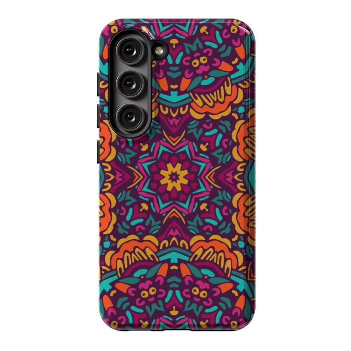 Galaxy S23 StrongFit Tiled Floral Doodle Design by ArtsCase