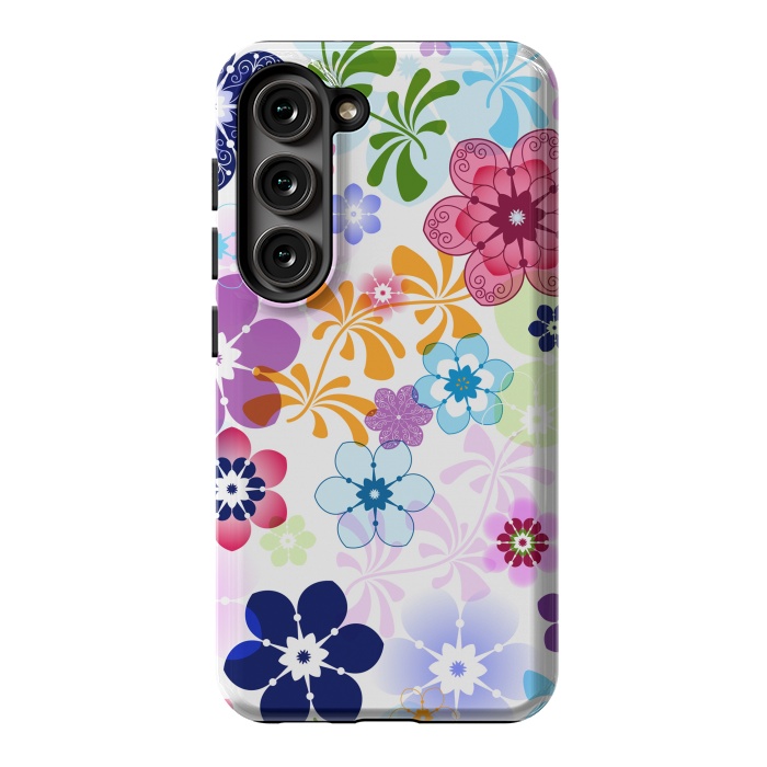 Galaxy S23 StrongFit Spring Colorful Seamless Floral Pattern with Transparent Flowers I by ArtsCase