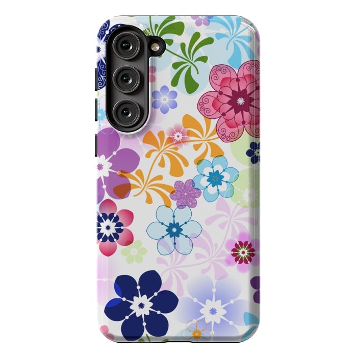 Galaxy S23 Plus StrongFit Spring Colorful Seamless Floral Pattern with Transparent Flowers I by ArtsCase