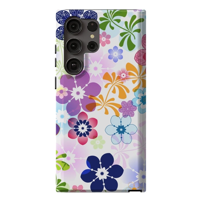 Galaxy S23 Ultra StrongFit Spring Colorful Seamless Floral Pattern with Transparent Flowers I by ArtsCase