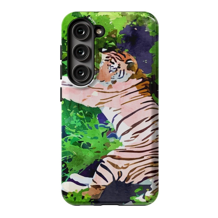 Galaxy S23 StrongFit Blush Tiger by Uma Prabhakar Gokhale