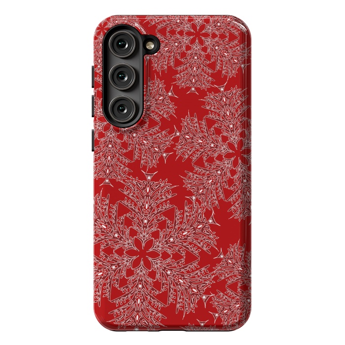 Galaxy S23 Plus StrongFit Holiday Mandalas (Red/White) by Lotti Brown