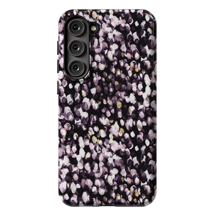 Galaxy S23 Plus StrongFit Black pink watercolor spots by Oana 