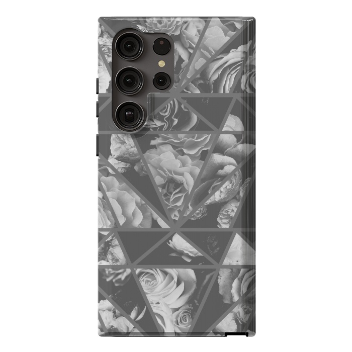 Galaxy S23 Ultra StrongFit Gray rose petals geo collage by Oana 