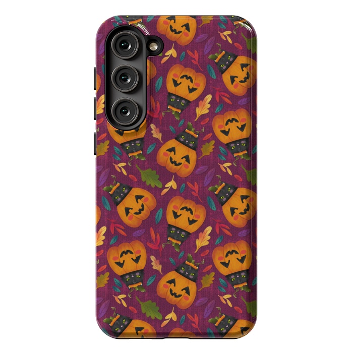 Galaxy S23 Plus StrongFit Pumpkin Kitty by Noonday Design