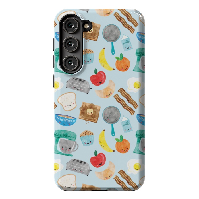 Galaxy S23 Plus StrongFit Happy and Cute Breakfast Foods by Noonday Design