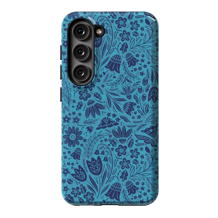 Galaxy S23 StrongFit Dainty Blue Floral by Noonday Design