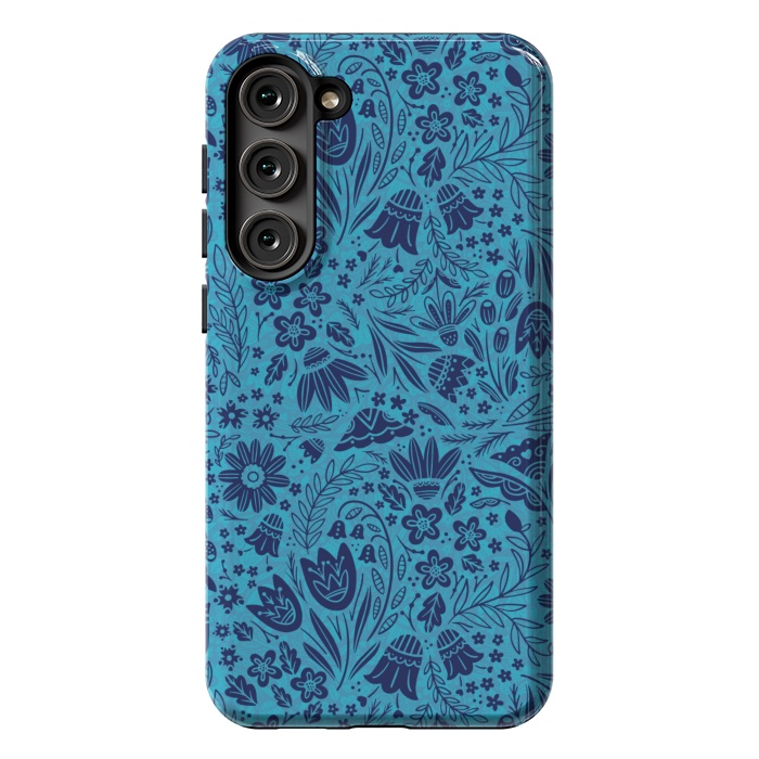 Galaxy S23 Plus StrongFit Dainty Blue Floral by Noonday Design
