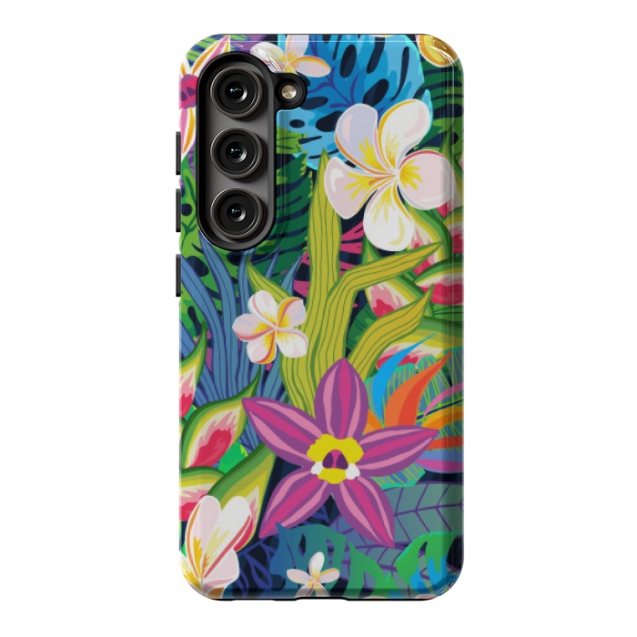 Galaxy S23 StrongFit tropical floral pattern 4  by MALLIKA