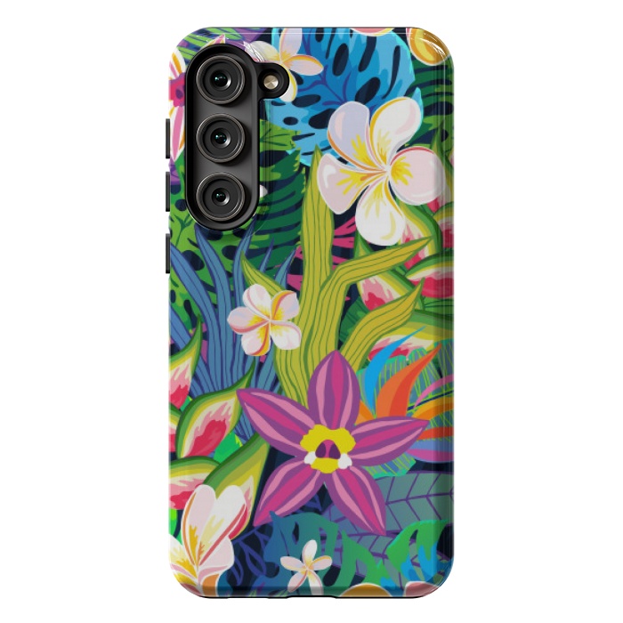 Galaxy S23 Plus StrongFit tropical floral pattern 4  by MALLIKA