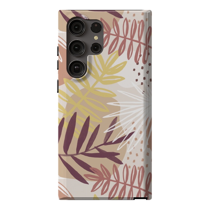 Galaxy S23 Ultra StrongFit Modern tropical leaves and spots - terracotta by Oana 