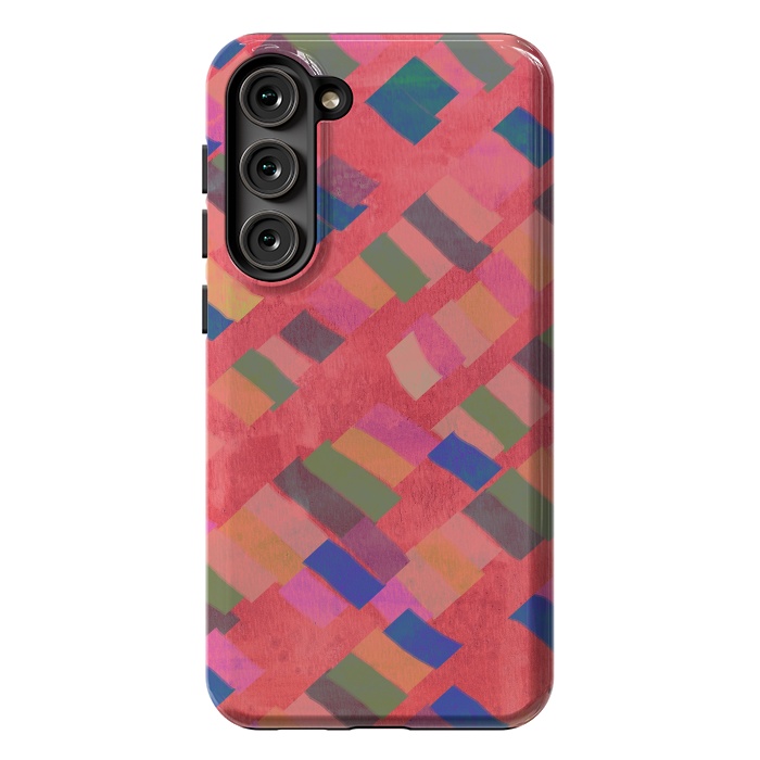 Galaxy S23 Plus StrongFit Abstract art pink design by Josie