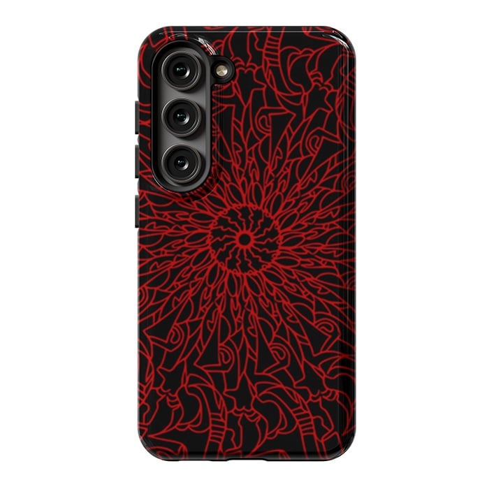 Galaxy S23 StrongFit Red Mandala intricate pattern by Josie