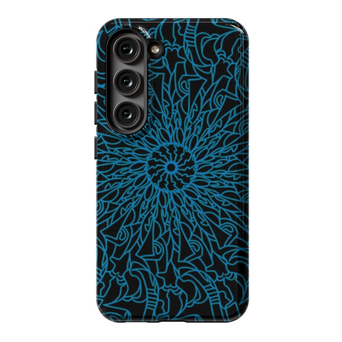 Galaxy S23 StrongFit Blue intricate pattern floral mandala geometry by Josie