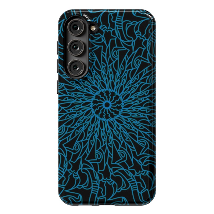 Galaxy S23 Plus StrongFit Blue intricate pattern floral mandala geometry by Josie