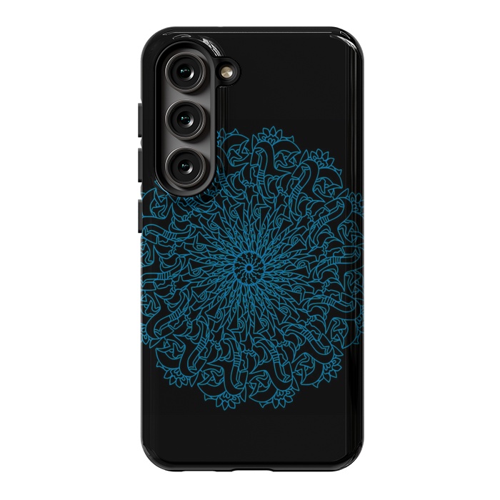 Galaxy S23 StrongFit Blue floral mandalas by Josie