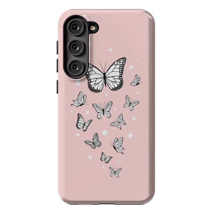 Galaxy S23 Plus StrongFit Pink Butterflies by Martina