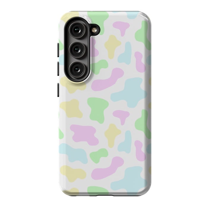 Galaxy S23 StrongFit Pastel Rainbow Cow Print by Julie Erin Designs
