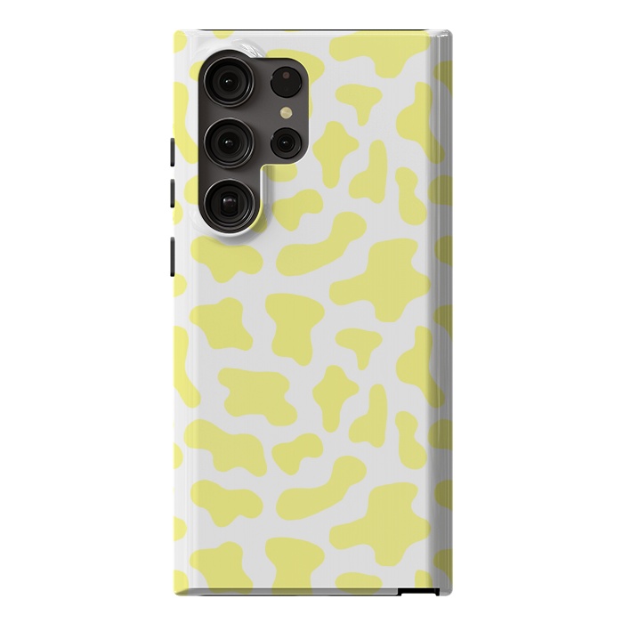 Galaxy S23 Ultra StrongFit Yellow Cow Print by Julie Erin Designs