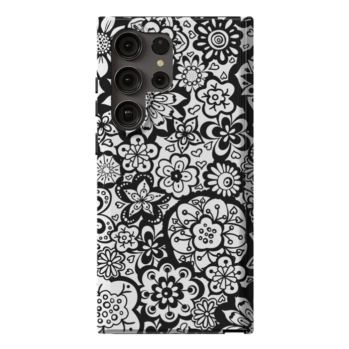 Galaxy S23 Ultra StrongFit Beautiful Bouquet of Blooms-Black and White by Paula Ohreen