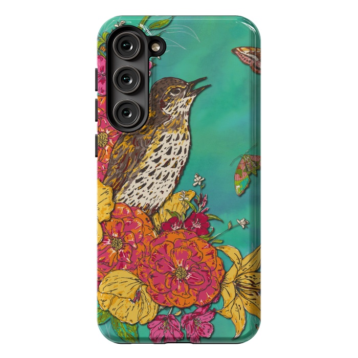 Galaxy S23 Plus StrongFit Floral Songthrush by Lotti Brown