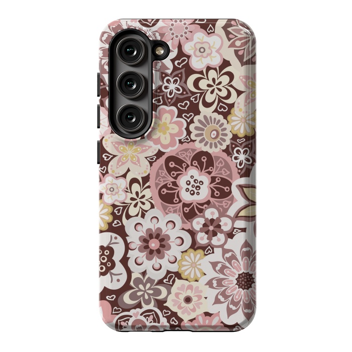 Galaxy S23 StrongFit Bouquet of Blooms-Brown and Yellow by Paula Ohreen